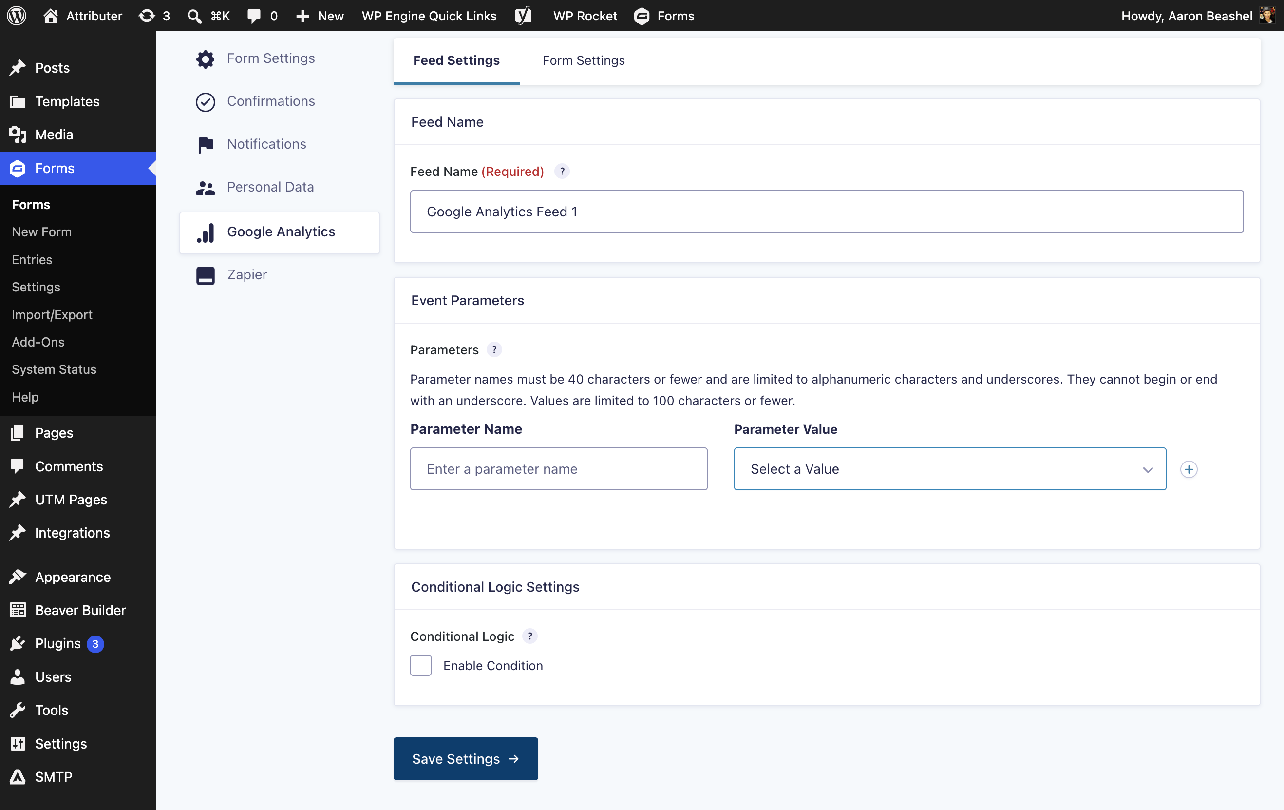 Create a Google Analytics feed on your Gravity Form