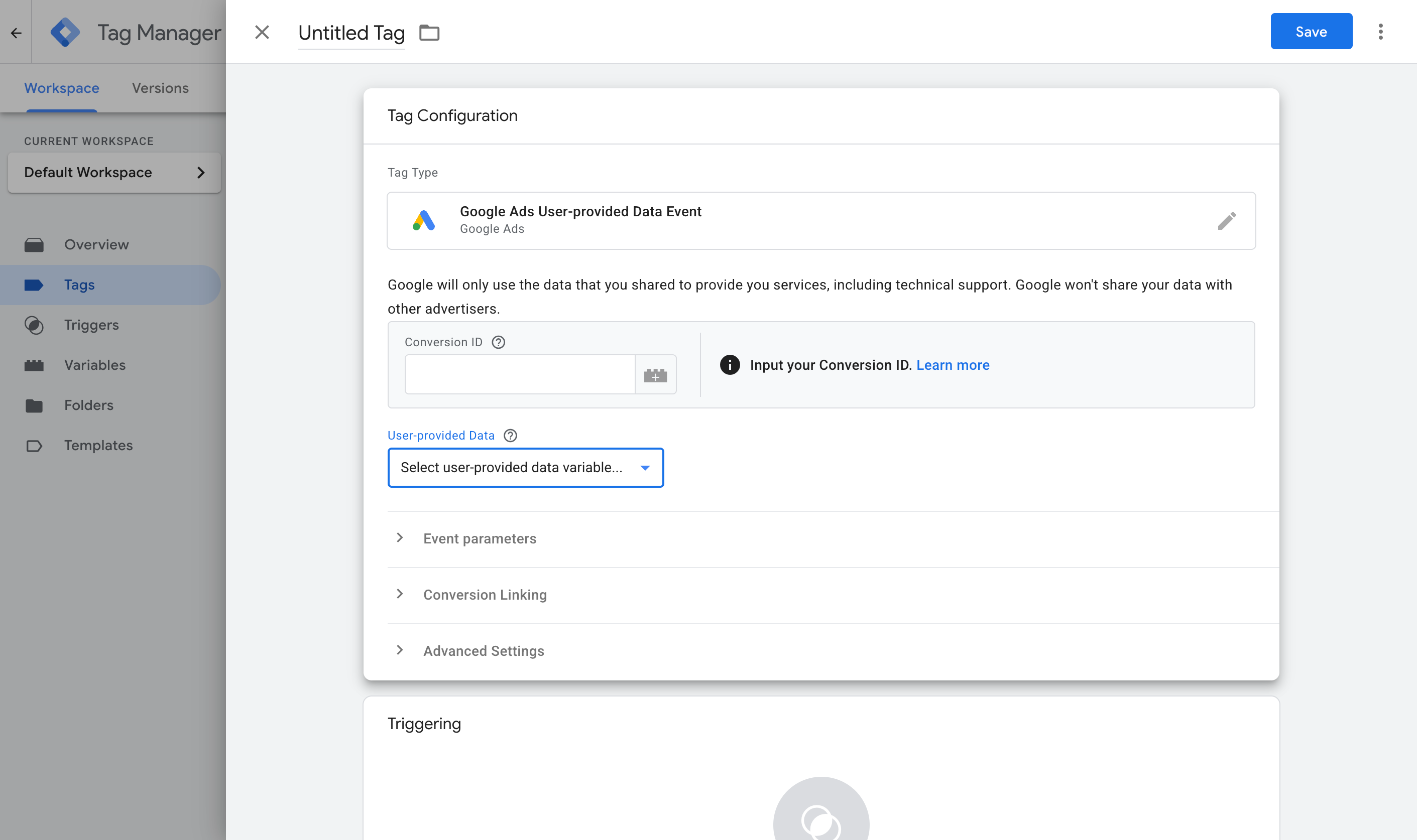 Map your Data Layer Variables in the Google Ads User Provided Data tag