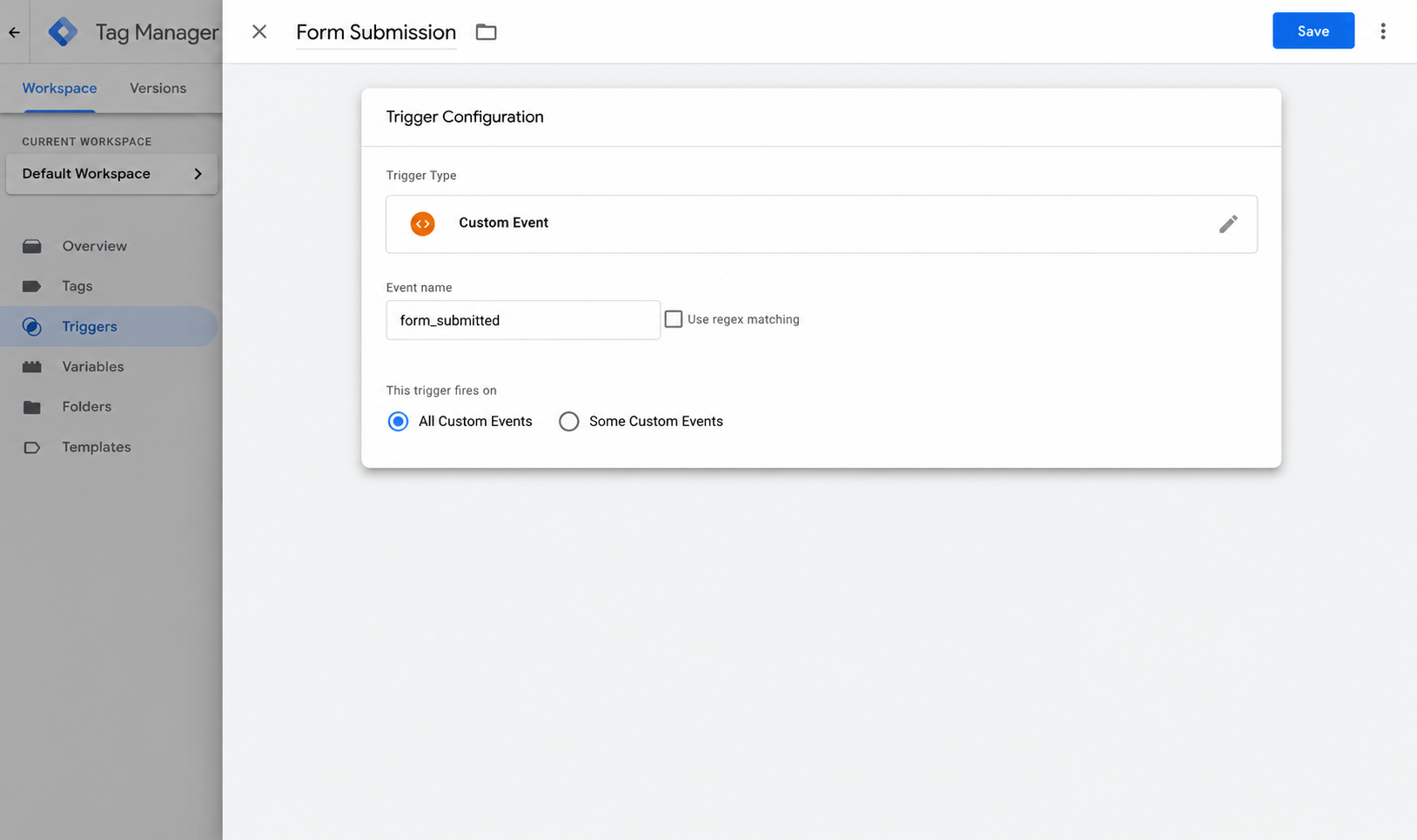 Create a Custom Event trigger on form-submitted
