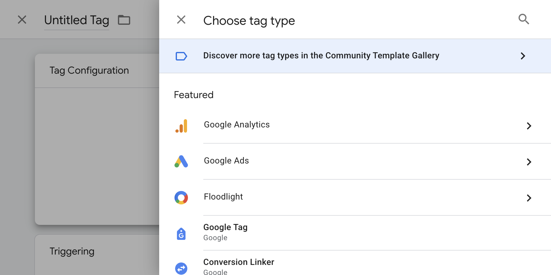 Tag type picker with "Discover more tag types in the Community Template Gallery" visible