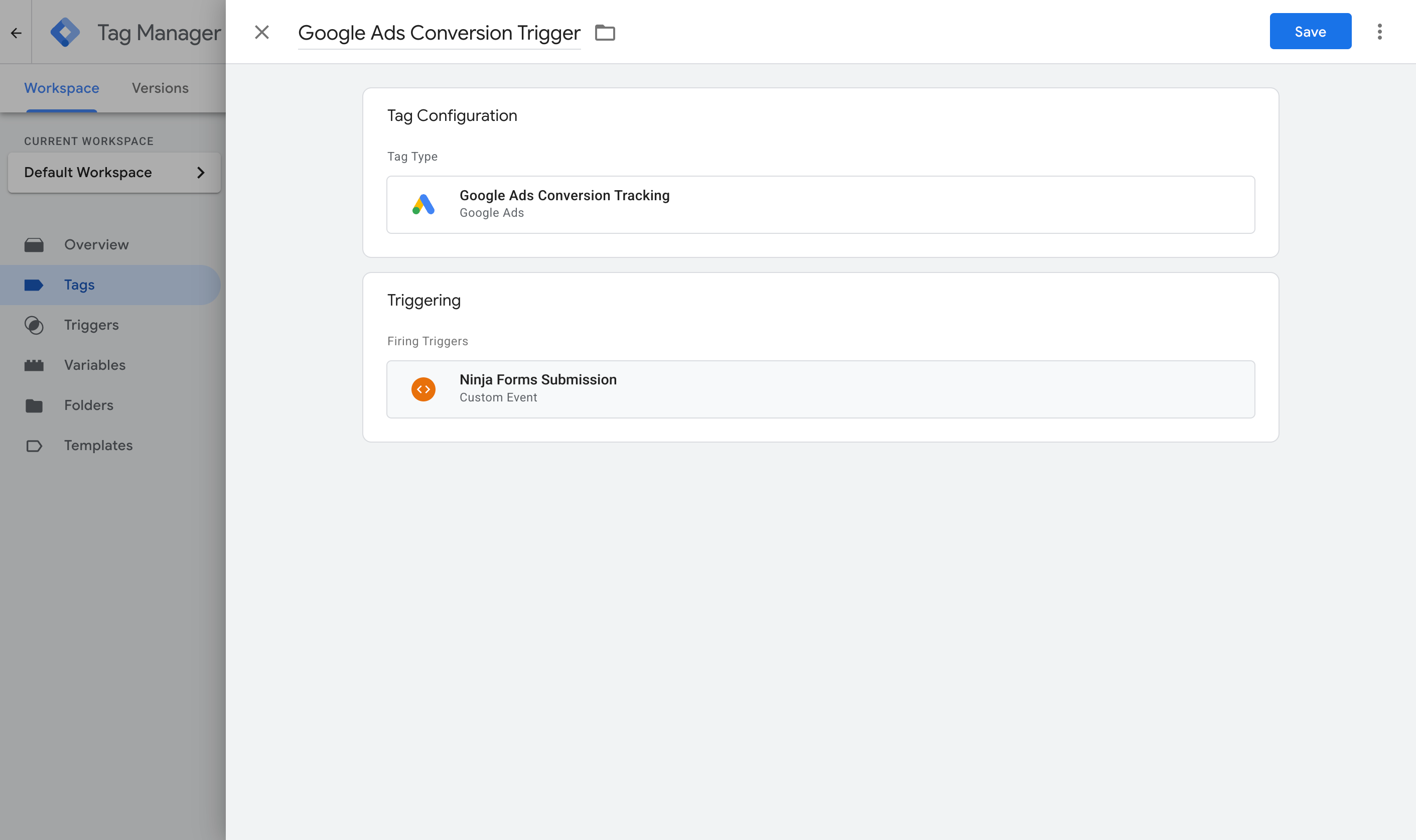 Set the Google Ads tag to fire on the Custom Event trigger